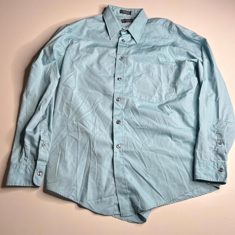 Christian Dior Monsieur Le Chemise Blue Dress Shirt Men’s‎ USA Made Vintage